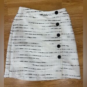 Ann Taylor Black and Cream Buttoned Pencil Skirt